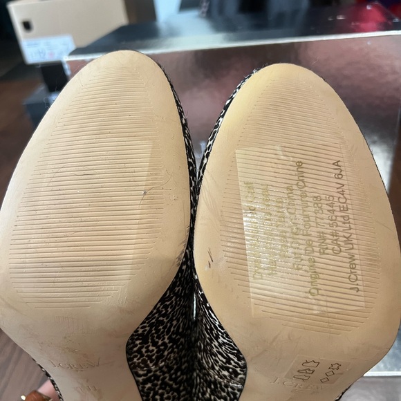 J. Crew Women's Brown and Cream Dotty Print Calf Hair Heels 11 - Picture 4 of 7